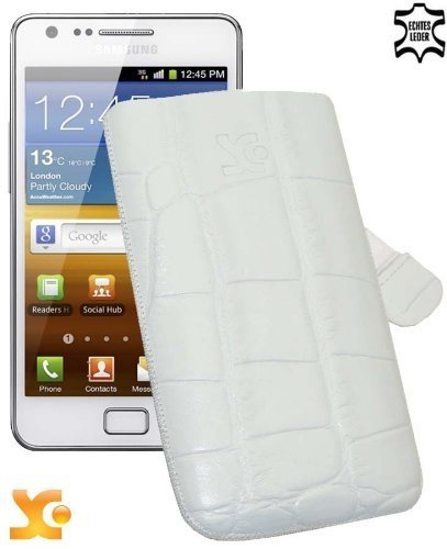 Suncase Ledertasche (Lasche mit R&uuml;ckzugfunktion) f&uuml;r Samsung Galaxy S II (i9100) S2 croco- Preisvergleich