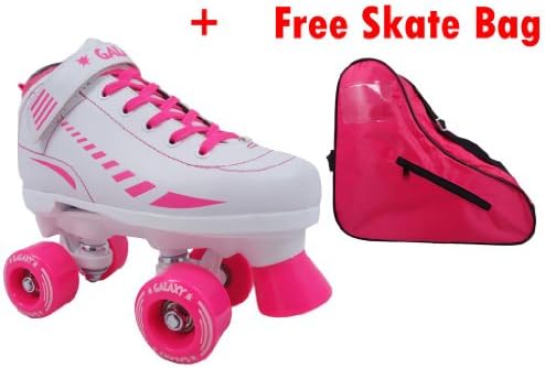 Epic Galaxy Pink Kids Beginner Quad Indoor/Outdoor Roller Skates with Epic Roller Skate Bag