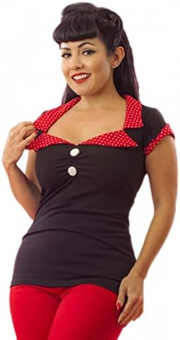Women's Pinky Pinups Tailored Top Black/Red 2XL