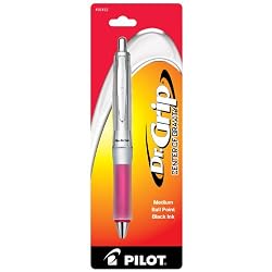 Pilot Grip Center of Gravity Retractable Ballpoint Pen, Medium Point, Pink Grip, Black Ink (36182)