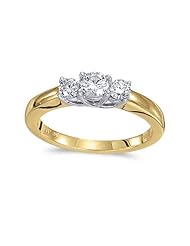 Birthstone Company 14k Yellow Gold 0.50 Ct Three Stone Trellis Diamond Ring