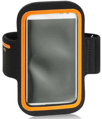 Motorola Droid RAZR i XT890 Neoprene Sports Arm Band Orange With Metallic Bracket