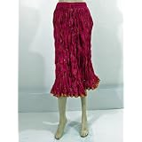 New Designer Magenta Crinkled Cotton Skirt with Jaipuri Print Skirts 30"