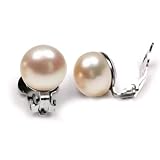 Bling Jewelry 925 Sterling Silver Pink Freshwater Pearl Clip On Earrings
