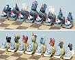 Rooster & Hen Chess Set, King:3-1/4" - Chess Chessmen
