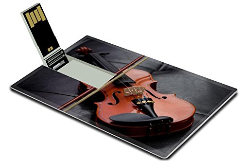 Liili 8GB USB Flash Drive 2.0 Memory Stick Credit Card Size Classic old violin vintage on the leather 27906986