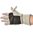 Alki'i Suede Palm Wool Thermal Insulation Fingerless Texting Work Gloves with Mitten Cover - 2 colors