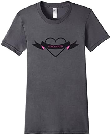 Women's Pure Country T Shirt Heart Design Ribbon Pink Black XL Asphalt