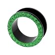 ACRYLIC FLESH TUNNEL G WITH CRYSTALS (GREEN) Gauge: 2 - Sold as a Pair