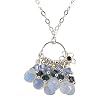 Handmade Blue Swarovski Crystal Bead Necklace With Quartz Teardrops & Sterling Silver