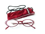 Cute, Fun and Funky Cat Eye Retro Rhinestone Readers Magnifiers Reading or Computer Glasses with Matching Soft Pouch Velveteen Case That Can Be Worn As a Necklace. Choose Pink, Red, Black, or Tortoise and Powers +1.50, +2.00, +2.50, +3.00.