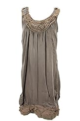 Scoop Neck Shift Ruched Applique Rayon  Dress