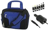 rooCASE 2n1 ASUS Eee PC Seashell 1005PE-MU17-BK 10.1-Inch Black Netbook Carrying Case and AC 12v Car Charger - Dark Blue / Black Deluxe Bag