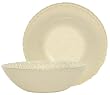 Bottom Painted Glass Fleur De Lis Design Cream Small Bowl 7 3/4" D, 2 1/2" H Set of Two
