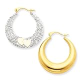 14k Reversible Crystal Heart Hoop Earrings