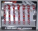 Tony Stewart #14 Plastic Candy Cane Hanging Ornaments Set of 6 Approximately 5 Inches Long