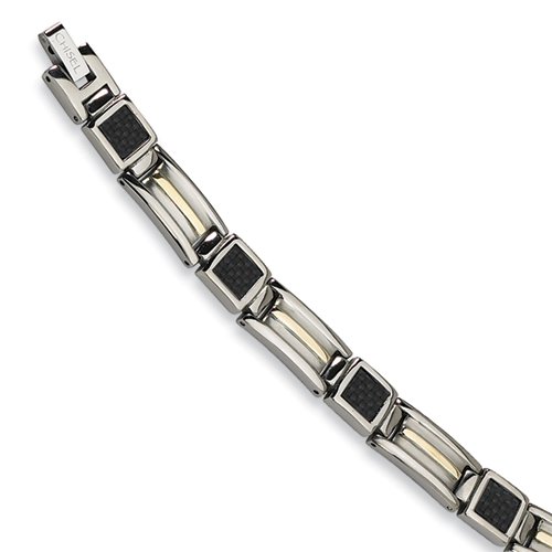 Titanium Carbon Fiber with 14k Overlay Accent Bracelet Length 8.75″