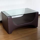 モーム レザー張りリビングテーブル ELLE-Curve/ブラウン