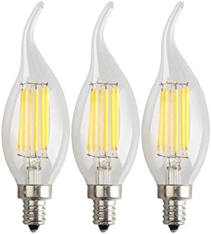 NFN Lighting LED Filament C35T 4W Candelabra Bulb, Equivalent 40W, E12 Base, Warm White (2700K) Pack of 3