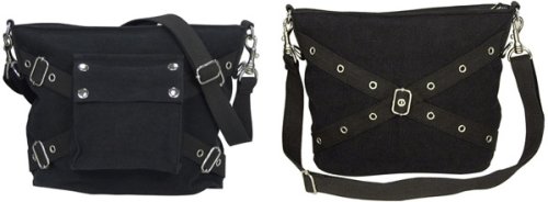 Black Vintage One-Pocket Army Canvas Bag