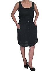 Scoop Neck Sleeveless Elasticized   Waistline Cotton Mini Dress 