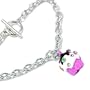Purple Crystal Cupcake Silvertone Toggle Charm Bracelet