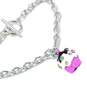 Buy Purple Crystal Cupcake Silvertone Toggle Charm Bracelet by PammyJ Bracelet