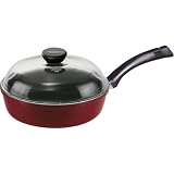 BERNDES 95399 ColorCAST Aluguss-Schmorpfanne carminrot 28 cm mit Glasdeckel