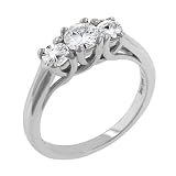 14k White Gold Moissanite 3 Stone Lucern Past-Present and Future (1.50 cttw equivalent)