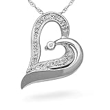 Sterling Silver Round Diamond Heart Pendant (0.03 cttw)