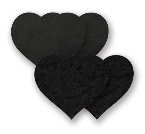 Nippies Black Heart Waterproof Self Adhesive Fabric Nipple Cover Pasties