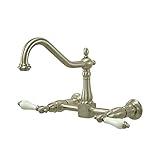 Kingston Brass KS1248ALBS Heritage Wall Mount 8-Inch Centerset Kitchen Faucet, Satin Nickel by Kings