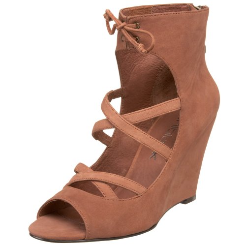 daniblack Womens Valentina Wedge Bootie,Cognac,5.5 M US