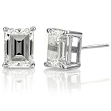Sonia's Step Emerald Cut Signity CZ Stud Earrings - 4 TCW