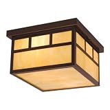 Square Mission - 2 Light Mission Outdoor Flush Mount Ceiling Lamp - Burnished Bronze - B2490