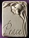 Cast Stone Expressions Collection - Engraved Word Peace, Canterbury Bells Flowers - Collectible Plaque - Concrete Sculpture