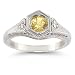 Citrine and Diamond Heart Ring in 14K White Gold