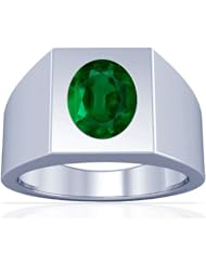 14K White Gold Oval Cut Emerald Solitaire Ring
