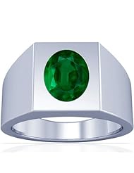 18K White Gold Oval Cut Emerald Solitaire Ring