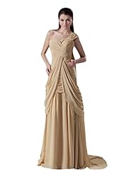 Draped Lace One Shoulder Sweetheart Sheath Floor Length Chiffon Natural   Waistline Prom Dress 