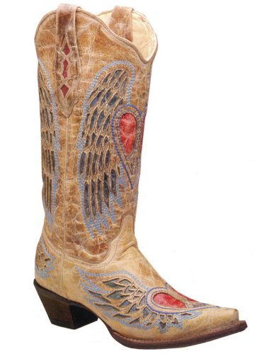 Corral Boot Women's WITH HEART PEACE SIGN Leather Boots
