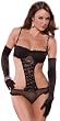 Sexy One Piece Sheer Black Mesh Teddy Lingerie - Underwire Demi Cup Bra and Snap Crotch