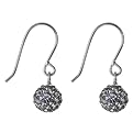 Sterling Silver Pave Ball Earring - Black
