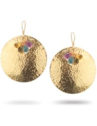 6.50 Cts Multi-Gemstone Earrings in Sterling Silver with Yellow Rhodium