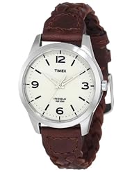 Timex Womens T2N644 Weekender Classic Casual Woven Leather Strap Watch