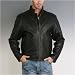 Men's Cowhide Leather Motorcycle Jacket - Black Large