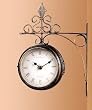Double Sided Fleur de Lis Train Station Wall Clock