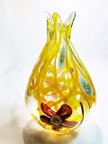 Glass Yellow Vase Colorful & Attractive 100% Handblown Art X632