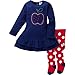 Gerber Baby Girls' Micro Fleece Dress with Tights, Apple 24 Months