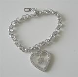 Cubic Zircon Heart Dangling Bracelet Beautiful CZ Heart Simulated Diamond Bracelet
